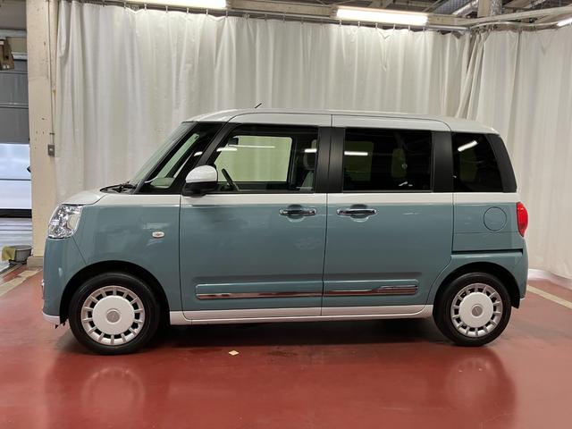 ムーヴキャンバスストライプスG元展示車 届出済未使用車 禁煙車 電動パーキングブレーキ シートヒーター スマートキー 衝突被害軽減システム 車線逸脱警報 プッシュスタート 両側電動スライドドア LEDヘッドランプ ベンチシート(長崎県)の中古車