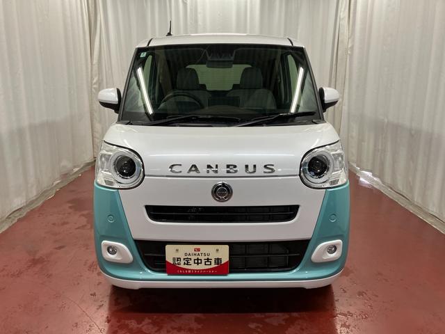 ムーヴキャンバス 中古車 ストライプスＧ元試乗車　１オーナー　スマートキー　プッシュスタート　両側電動スライドドア　シートヒーター　ＬＥＤヘッドランプ　電動パーキングブレーキ　レーンキープアシスト　衝突被害軽減システム　衝突安全ボディ