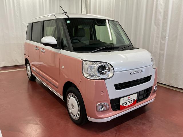 ムーヴキャンバスストライプスＧ元展示車　届出済未使用車　１オーナー　禁煙車　両側電動スライドドア　シートヒーター　電動格納式ドアミラー　衝突安全ボディ　アイドリングストップ　スマートキー　ＬＥＤヘッドランプ　オートライト（長崎県）の中古車