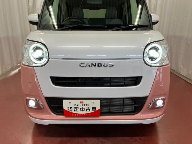 ムーヴキャンバスストライプスＧ元展示車　届出済未使用車　１オーナー　禁煙車　両側電動スライドドア　シートヒーター　電動格納式ドアミラー　衝突安全ボディ　アイドリングストップ　スマートキー　ＬＥＤヘッドランプ　オートライト（長崎県）の中古車