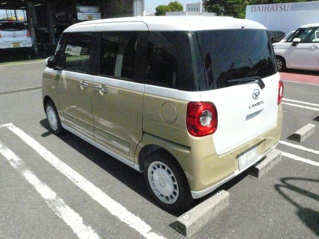 ムーヴキャンバスストライプスＧセキュリティアラーム　スモークガラス　キーフリーシステム　走行距離２ｋｍ（福岡県）の中古車