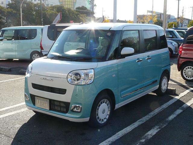 ムーヴキャンバスストライプスGキーフリーシステム スモークガラス セキュリティアラーム 走行距離1km(福岡県)の中古車