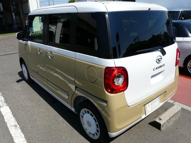 ムーヴキャンバスストライプスGキーフリーシステム セキュリティアラーム スモークガラス 走行距離2km(福岡県)の中古車