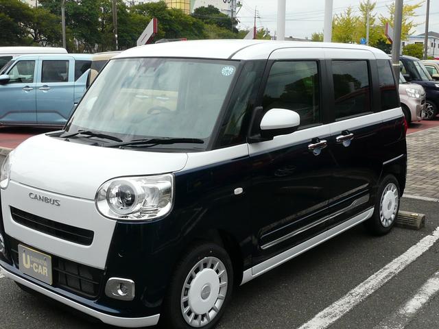 ムーヴキャンバスストライプスGターボセキュリティアラーム スモークガラス キーフリーシステム 走行距離23km(福岡県)の中古車