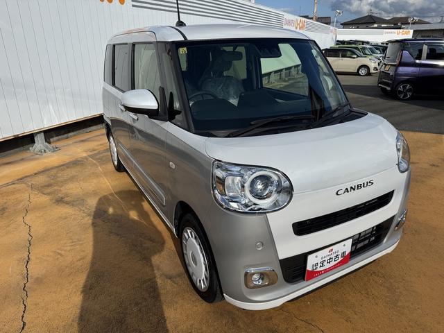 ムーヴキャンバスストライプスＧ令和５年式　衝突低減ブレーキ　弊社デモカーＵＰ車　オーディオレス　シートヒーター（福岡県）の中古車