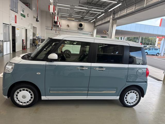 ムーヴキャンバスストライプスGターボターボ車 インパネシフト プッシュスタートスイッチ 電子カードキー 電動パーキングブレーキ 左右オートスライド レーダーブレーキ オートハイビーム レーンキープ ABS(鹿児島県)の中古車