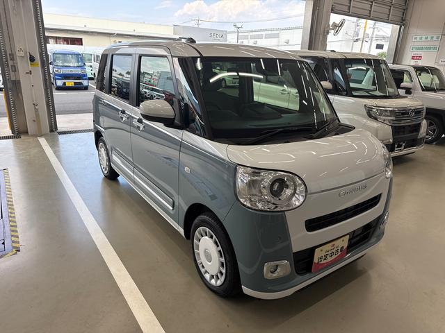 ムーヴキャンバスストライプスGターボターボ車 インパネシフト プッシュスタートスイッチ 電子カードキー 電動パーキングブレーキ 左右オートスライド レーダーブレーキ オートハイビーム レーンキープ ABS(鹿児島県)の中古車