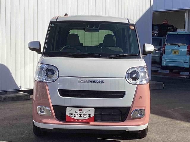 ムーヴキャンバスストライプスＧインパネシフト　プッシュスタートスイッチ　電子カードキー　電動パーキングブレーキ　衝突被害軽減　車線逸脱　オートハイビーム　ＡＢＳ　両側パワースライドドア（鹿児島県）の中古車
