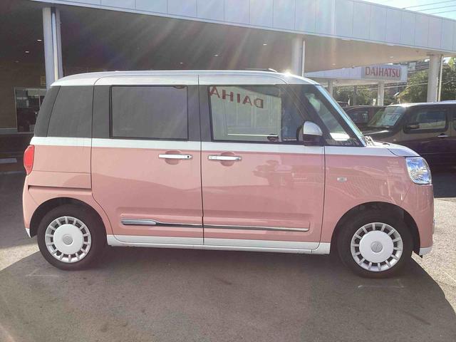 ムーヴキャンバスストライプスＧインパネシフト　プッシュスタートスイッチ　電子カードキー　電動パーキングブレーキ　衝突被害軽減　車線逸脱　オートハイビーム　ＡＢＳ　両側パワースライドドア（鹿児島県）の中古車