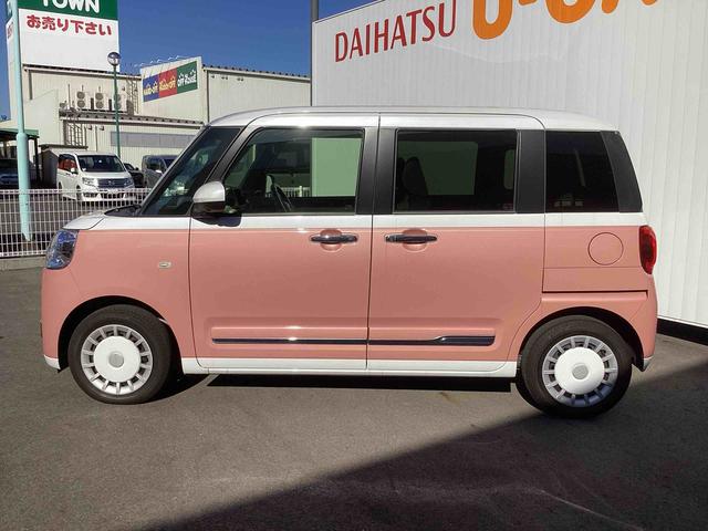 ムーヴキャンバスストライプスＧインパネシフト　プッシュスタートスイッチ　電子カードキー　電動パーキングブレーキ　衝突被害軽減　車線逸脱　オートハイビーム　ＡＢＳ　両側パワースライドドア（鹿児島県）の中古車