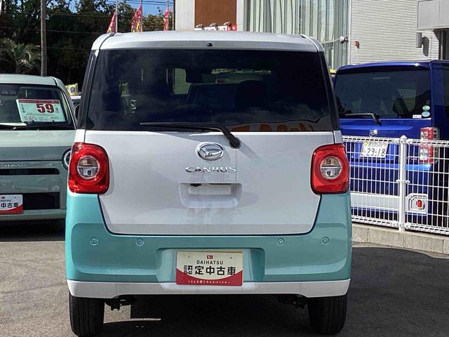 ムーヴキャンバスストライプスＧインパネシフト　プッシュスタートスイッチ　電子カードキー　電動パーキングブレーキ　衝突被害軽減　車線逸脱　オートハイビーム　両側パワースライドドア　ＡＢＳ（鹿児島県）の中古車