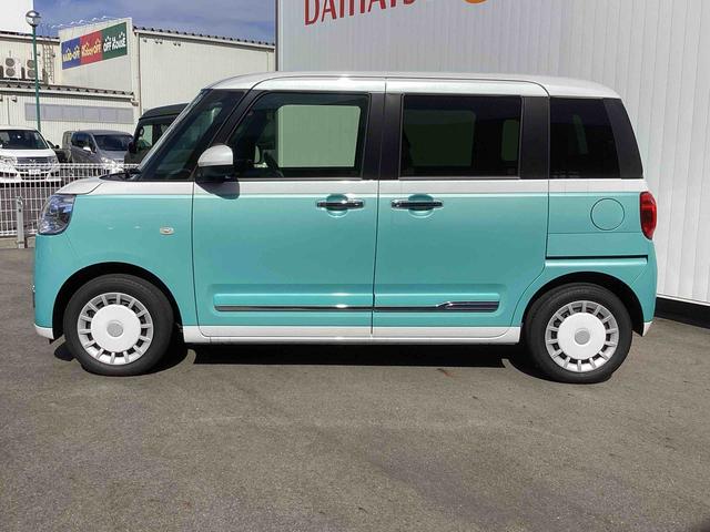 ムーヴキャンバスストライプスＧインパネシフト　プッシュスタートスイッチ　電子カードキー　電動パーキングブレーキ　衝突被害軽減　車線逸脱　オートハイビーム　両側パワースライドドア　ＡＢＳ（鹿児島県）の中古車