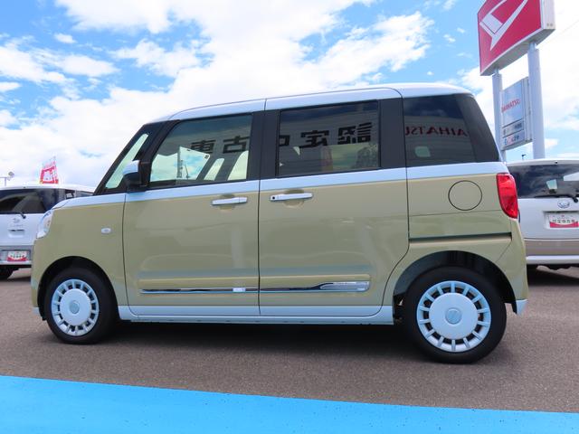 ムーヴキャンバスストライプスＧターボ２ＷＤ　ＣＶＴ　６６０ｃｃ　両側電動スライドドア　衝突被害軽減ブレーキ　横滑り防止装置　ＡＢＳ　アイドリングストップ　プッシュボタンスタート　クルーズコントロール　前席シートヒーター（福島県）の中古車
