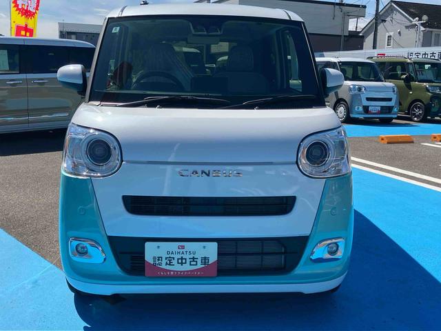 ムーヴキャンバスストライプスＧ２ＷＤ　ＣＶＴ　６６０ｃｃ　両側電動スライドドア　衝突被害軽減ブレーキ　横滑り防止装置　ＡＢＳ　アイドリングストップ　プッシュボタンスタート　ホットカップホルダー　前席シートヒーター　届出済未使用車（福島県）の中古車