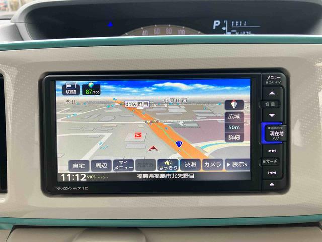 ムーヴキャンバスＸメイクアップリミテッド　ＳＡIII　車検整備付４ＷＤ　ＣＶＴ　６６０ｃｃ　車検整備付　ナビ　全方位モニター　両側電動スライドドア　衝突被害軽減ブレーキ　横滑り防止装置　ＡＢＳ　アイドリングストップ　プッシュボタンスタート　ワンオーナー車（福島県）の中古車