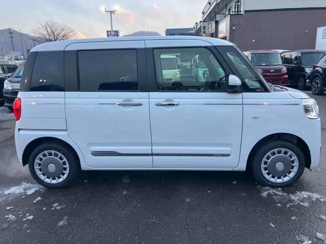 ムーヴキャンバスセオリーＧ　届出済未使用車２ＷＤ　ＣＶＴ　６６０ｃｃ　両側電動スライドドア　衝突被害軽減ブレーキ　横滑り防止装置　ＡＢＳ　アイドリングストップ　プッシュボタンスタート　全席シートヒーター　オーディオレス　届出済未使用車（福島県）の中古車