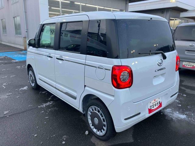 ムーヴキャンバスセオリーＧ　届出済未使用車２ＷＤ　ＣＶＴ　６６０ｃｃ　両側電動スライドドア　衝突被害軽減ブレーキ　横滑り防止装置　ＡＢＳ　アイドリングストップ　プッシュボタンスタート　全席シートヒーター　オーディオレス　届出済未使用車（福島県）の中古車