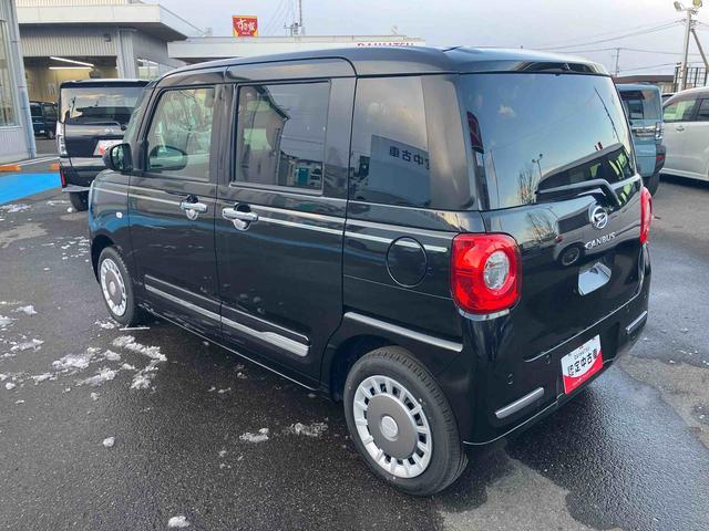 ムーヴキャンバスセオリーＧ　届出済未使用車２ＷＤ　ＣＶＴ　６６０ｃｃ　両側電動スライドドア　衝突被害軽減ブレーキ　横滑り防止装置　ＡＢＳ　アイドリングストップ　プッシュボタンスタート　全席シートヒーター　オーディオレス　届出済未使用車（福島県）の中古車