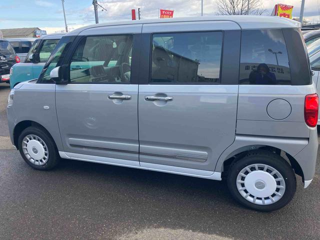 ムーヴキャンバスストライプスＧ　届出済未使用車４ＷＤ　ＣＶＴ　６６０ｃｃ　衝突被害軽減ブレーキ　横滑り防止装置　ＡＢＳ　サイドエアバッグ　アイドリングストップ　プッシュボタンスタート　両側電動スライドドア　ベンチシート　全席シートヒーター（福島県）の中古車