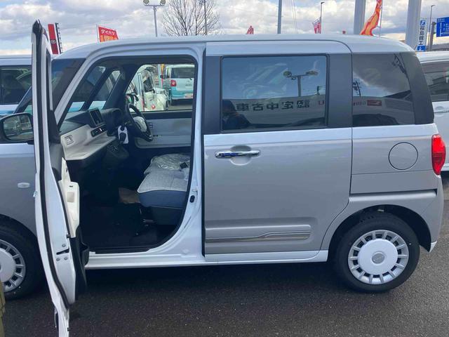 ムーヴキャンバスストライプスＧ　届出済未使用車４ＷＤ　ＣＶＴ　６６０ｃｃ　衝突被害軽減ブレーキ　横滑り防止装置　ＡＢＳ　サイドエアバッグ　アイドリングストップ　プッシュボタンスタート　両側電動スライドドア　ベンチシート　全席シートヒーター（福島県）の中古車