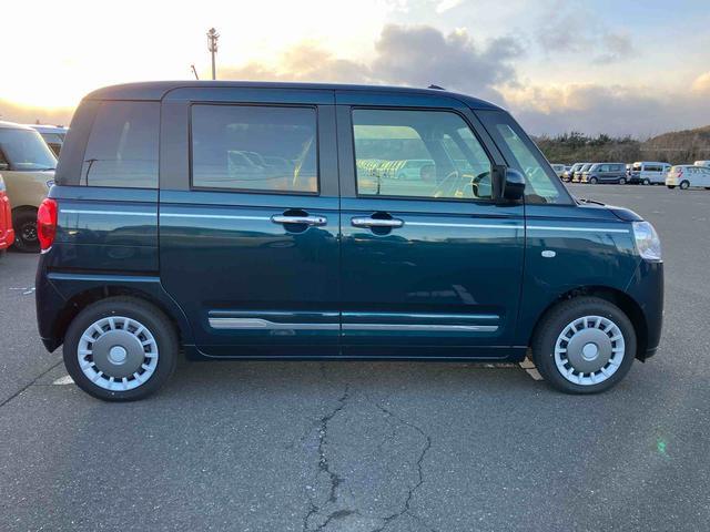 ムーヴキャンバスセオリーＧ　届出済未使用車２ＷＤ　ＣＶＴ　６６０ｃｃ　両側電動スライドドア　衝突被害軽減ブレーキ　横滑り防止装置　ＡＢＳ　サイドエアバッグ　アイドリングストップ　プッシュボタンスタート　全席シートヒーター　届出済未使用車（福島県）の中古車