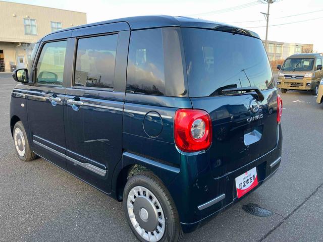 ムーヴキャンバスセオリーＧ　届出済未使用車２ＷＤ　ＣＶＴ　６６０ｃｃ　両側電動スライドドア　衝突被害軽減ブレーキ　横滑り防止装置　ＡＢＳ　サイドエアバッグ　アイドリングストップ　プッシュボタンスタート　全席シートヒーター　届出済未使用車（福島県）の中古車