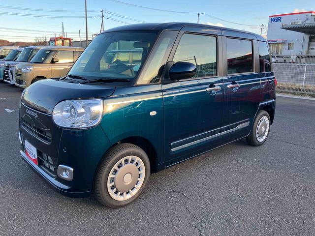 ムーヴキャンバスセオリーＧ　届出済未使用車２ＷＤ　ＣＶＴ　６６０ｃｃ　両側電動スライドドア　衝突被害軽減ブレーキ　横滑り防止装置　ＡＢＳ　サイドエアバッグ　アイドリングストップ　プッシュボタンスタート　全席シートヒーター　届出済未使用車（福島県）の中古車