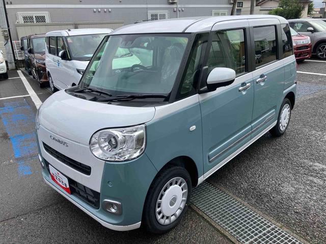 ムーヴキャンバスストライプスG4WD CVT 660cc ディスプレイオーディオ バックカメラ 衝突被害軽減ブレーキ 横滑り防止機能 前席シートヒーター 両側電動スライドドア LEDヘッドライト フォグランプ オートライト(福島県)の中古車