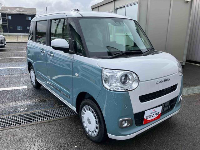 ムーヴキャンバスストライプスG4WD CVT 660cc ディスプレイオーディオ バックカメラ 衝突被害軽減ブレーキ 横滑り防止機能 前席シートヒーター 両側電動スライドドア LEDヘッドライト フォグランプ オートライト(福島県)の中古車