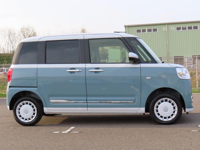 ムーヴキャンバスストライプスＧ４ＷＤ　ＣＶＴ　６６０ｃｃ　前席シートヒーター　オートエアコン　ベンチシート　衝突被害軽減ブレーキ　横滑り防止装置　ＡＢＳ　アイドリングストップ　プッシュボタンスタート　両側電動スライドドア（福島県）の中古車