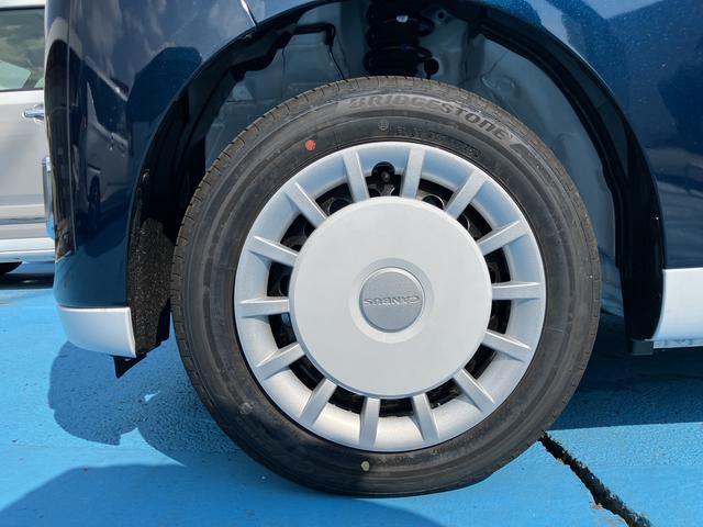 ムーヴキャンバスストライプスG2WD CVT 660cc 衝突被害軽減ブレーキ 横滑り防止機能 前席シートヒーター 両側電動スライドドア アイドリングストップ プッシュボタンスタート LEDヘッドライト フォグランプ(福島県)の中古車