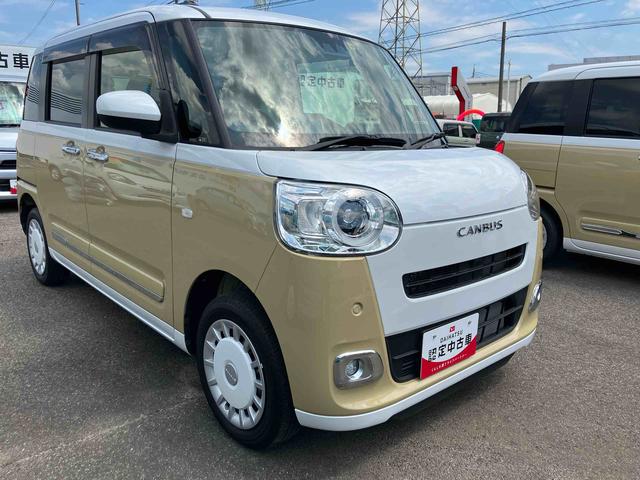 ムーヴキャンバスストライプスＧ４ＷＤ　６６０ｃｃ　両側電動スライドドア　ホットカップホルダー　ナビ　バックモニター　衝突被害軽減ブレーキ　横滑り防止装置　ＡＢＳ　サイドエアバッグ　アイドリングストップ　プッシュボタンスタート（福島県）の中古車