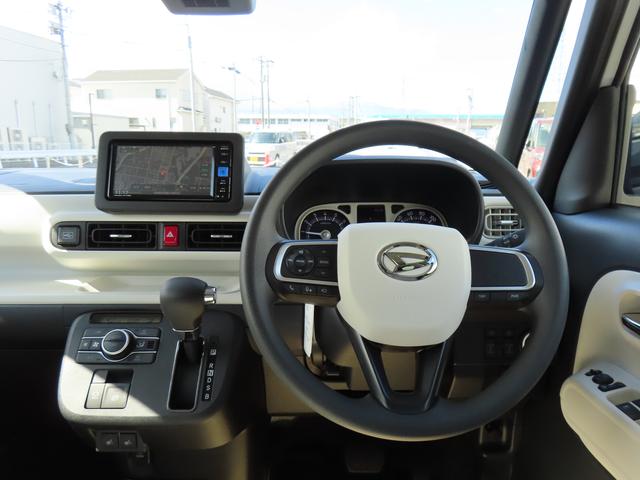 ムーヴキャンバスストライプスG4WD CVT 660cc ナビ 両側電動スライドドア 衝突被害軽減ブレーキ 横滑り防止装置 ABS アイドリングストップ プッシュボタンスタート オートエアコン ベンチシート ホットカップホルダー(福島県)の中古車
