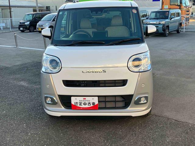 ムーヴキャンバスストライプスＧ２ＷＤ　ＣＶＴ　６６０ｃｃ　衝突被害軽減ブレーキ　横滑り防止装置　ＡＢＳ　アイドリングストップ　プッシュボタンスタート　両側電動スライドドア　ディスプレイオーディオ　バックモニター　シートヒーター（福島県）の中古車