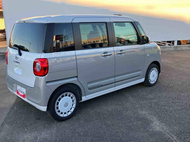 ムーヴキャンバスストライプスＧ２ＷＤ　ＣＶＴ　６６０ｃｃ　衝突被害軽減ブレーキ　横滑り防止装置　ＡＢＳ　アイドリングストップ　プッシュボタンスタート　両側電動スライドドア　ディスプレイオーディオ　バックモニター　シートヒーター（福島県）の中古車