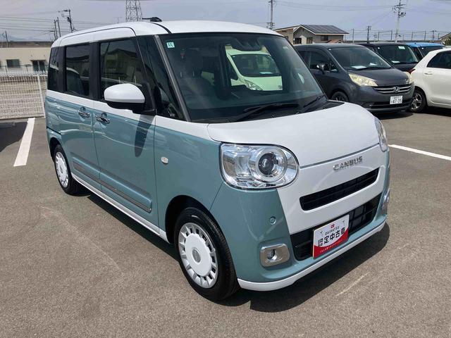 ムーヴキャンバスストライプスＧ２ＷＤ　ＣＶＴ　６６０ｃｃ　衝突被害軽減ブレーキ　横滑り防止装置　ＡＢＳ　サイドエアバッグ　ベンチシート　アイドリングストップ　プッシュボタンスタート　両側電動スライドドア　前席シートヒーター（福島県）の中古車