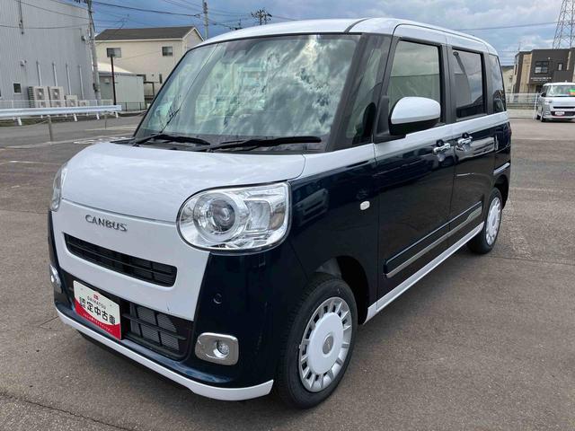 ムーヴキャンバスストライプスG4WD CVT ディスプレイオーディオ バックモニター 前席シートヒーター オートホールド機能 電動パーキングブレーキ プッシュボタンスタート 両側電動スライドドア アイドリングストップ(福島県)の中古車