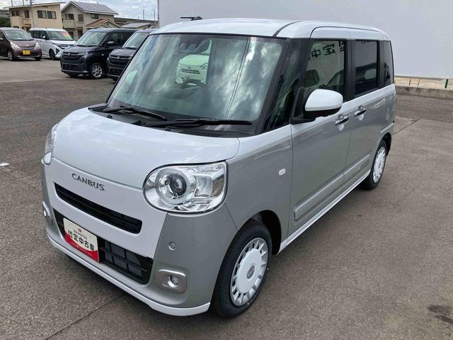 ムーヴキャンバスストライプスG2WD 660cc CVT スマートアシスト 前席シートヒーター オートホールド機能 電動パーキングブレーキ プッシュボタンスタート 両側電動スライドドア アイドリングストップ フォグランプ(福島県)の中古車