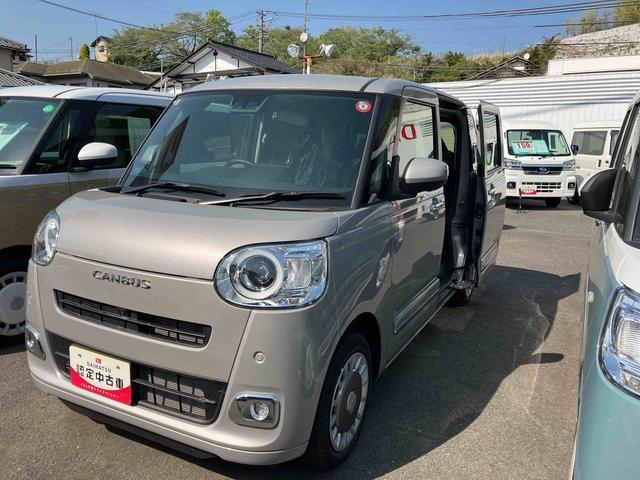 ムーヴキャンバスセオリーＧ２ＷＤ　ＣＶＴ　６６０ｃｃ　衝突被害軽減ブレーキ　横滑り防止装置　ＡＢＳ　アイドリングストップ　プッシュボタンスタート　両側電動スライドドア　オートエアコン　前席シートヒーター　ホットカップホルダー（福島県）の中古車