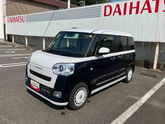 ムーヴキャンバスストライプスＧ２ＷＤ　ＣＶＴ　６６０ｃｃ　衝突被害軽減ブレーキ　横滑り防止機能　電動パーキングブレーキ　両側電動スライドドア　前席シートヒーター　アイドリングストップ　プッシュボタンスタート（福島県）の中古車