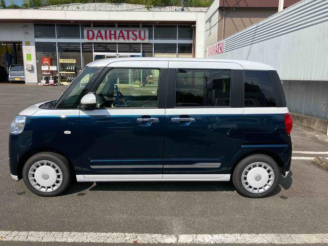 ムーヴキャンバスストライプスＧ２ＷＤ　ＣＶＴ　６６０ｃｃ　衝突被害軽減ブレーキ　横滑り防止機能　電動パーキングブレーキ　両側電動スライドドア　前席シートヒーター　アイドリングストップ　プッシュボタンスタート（福島県）の中古車