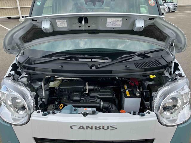 ムーヴキャンバスストライプスＧ２ＷＤ　ＣＶＴ　６６０ｃｃ　ナビ　全方位モニター　前席シートヒーター　両側電動スライドドア　衝突被害軽減ブレーキ　横滑り防止装置　ＡＢＳ　アイドリングストップ　プッシュボタンスタート　届出済未使用車（福島県）の中古車