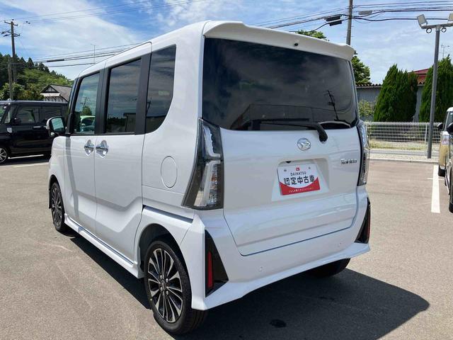 タントカスタムＲＳ２ＷＤ　６６０ｃｃ　ターボ　両側電動スライドドア　衝突被害軽減ブレーキ　横滑り防止装置　ＡＢＳ　アイドリングストップ　プッシュボタンスタート　ベンチシート　全方位モニター用カメラ　届出済未使用車（福島県）の中古車