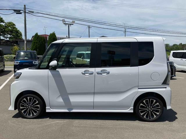 タントカスタムＲＳ２ＷＤ　６６０ｃｃ　ターボ　両側電動スライドドア　衝突被害軽減ブレーキ　横滑り防止装置　ＡＢＳ　アイドリングストップ　プッシュボタンスタート　ベンチシート　全方位モニター用カメラ　届出済未使用車（福島県）の中古車