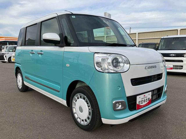 ムーヴキャンバスストライプスＧ２ＷＤ　ＣＶＴ　６６０ｃｃ　両側電動スライドドア　衝突被害軽減ブレーキ　横滑り防止装置　ＡＢＳ　サイドエアバッグ　ベンチシート　オートエアコン　アイドリングストップ　プッシュボタンスタート（福島県）の中古車