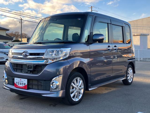 タントカスタムX トップエディションSAII2WD CVT 660cc ナビ 後席モニター ステアリングスイッチ 衝突被害軽減ブレーキ 横滑り防止装置 ABS アイドリングストップ プッシュボタンスタート 両側スライドドア ベンチシート(福島県)の中古車