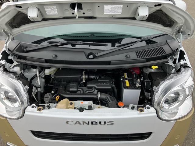 ムーヴキャンバスストライプスG2WD CVT 660cc 衝突被害軽減ブレーキ 横滑り防止機能 前席シートヒーター 電動パーキングブレーキ 両側電動スライドドア プッシュボタンスタート オートライト LEDヘッドライト(福島県)の中古車