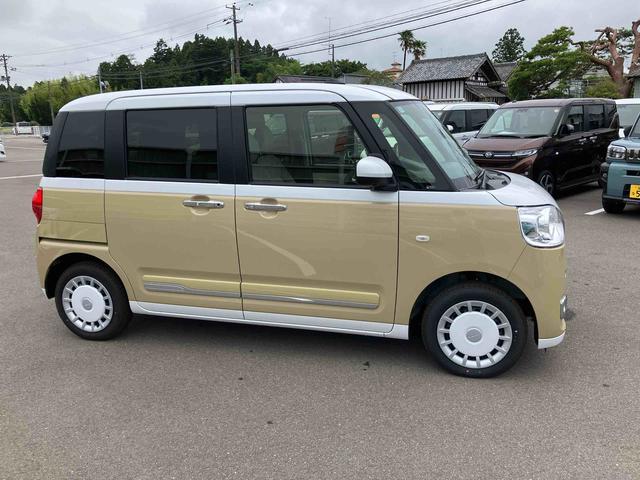ムーヴキャンバスストライプスG2WD CVT 660cc 衝突被害軽減ブレーキ 横滑り防止機能 前席シートヒーター 電動パーキングブレーキ 両側電動スライドドア プッシュボタンスタート オートライト LEDヘッドライト(福島県)の中古車