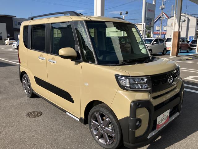 タントファンクロスターボ２ＷＤ　ＣＶＴ　６６０ｃｃ　両側電動スライドドア　衝突被害軽減ブレーキ　横滑り防止装置　ＡＢＳ　アイドリングストップ　プッシュボタンスタート　オートエアコン　ベンチシート　届出済未使用車（福島県）の中古車