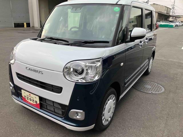 ムーヴキャンバスストライプスＧ２ＷＤ　ＣＶＴ　６６０ｃｃ　両側電動スライドドア　衝突被害軽減ブレーキ　横滑り防止装置　ＡＢＳ　アイドリングストップ　プッシュボタンスタート　オートエアコン　ベンチシート　シートヒーター（福島県）の中古車
